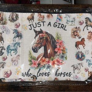 Horse-Themed Canvas Pouch